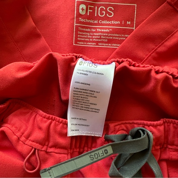 Figs Technical Collection Set  Medium Pants Top Coral Pink Hibiscus - Picture 6 of 6